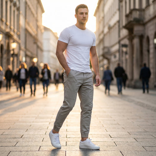 Calças cargo confortáveis e funcionais com múltiplos compartimentos 